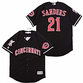 Reds 21 Deion Sanders Black Cool Base Jersey,baseball caps,new era cap wholesale,wholesale hats